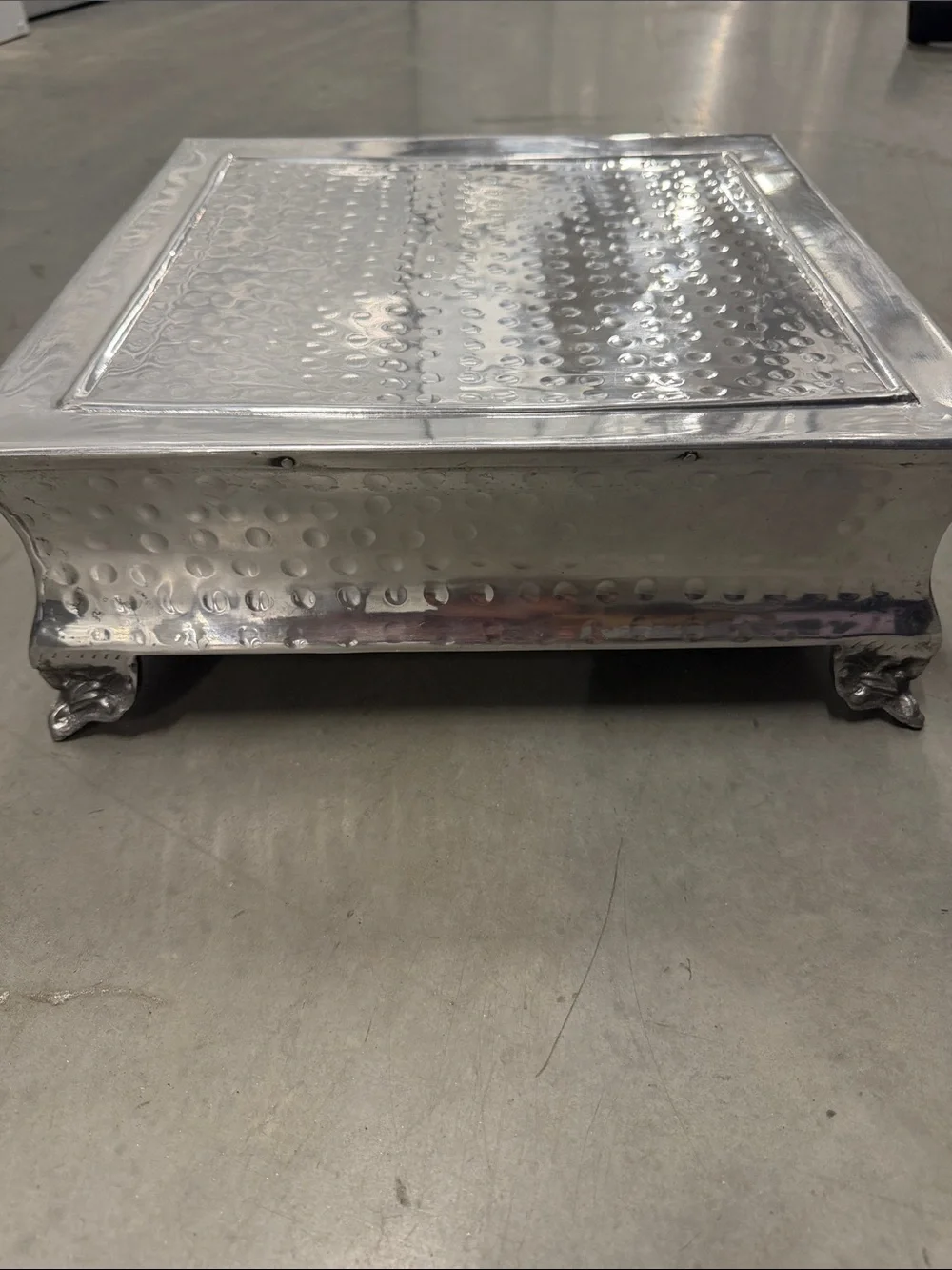 Hammered Silver Metal Serving Stand by